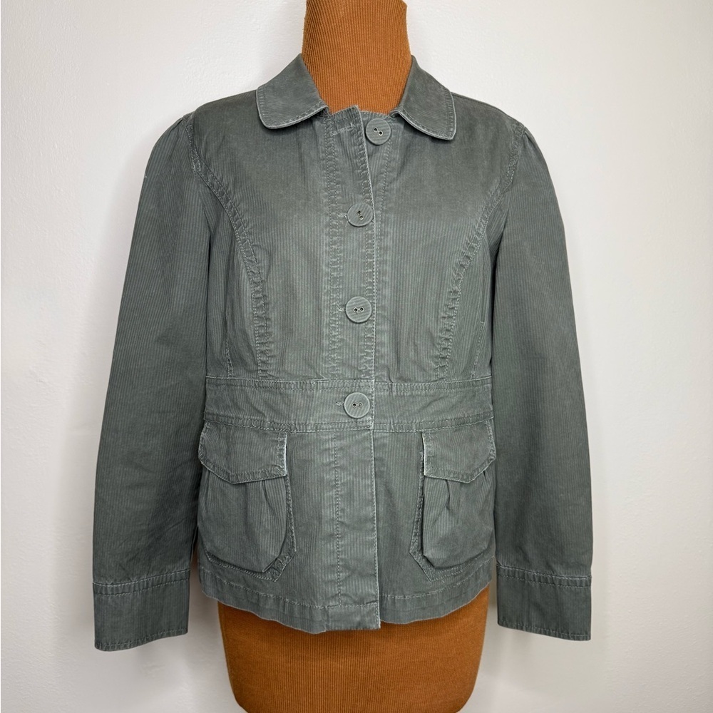 Caslon Utility Jacket Olive Green Bow Back Size Petite Medium